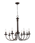 Indoor Candle Chandelier 26.5 Inch In Rubbed Oil Bronze Finish With Upward Candle Stem Lights, Chain Included, Steel Chassis