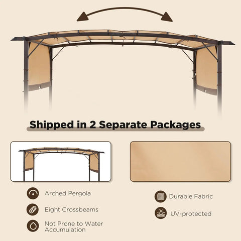 Retractable Canopy Steel Pergola 9 By 12 Feet For Patio Backyard Garden With Sun Shade Weatherproof Gazebo Frame details