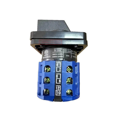 Latching 4-Position Rotary Cam Switch Changeover Switch, 3 Poles, 3 Stages, 660V 20A With Screws, blue component view