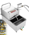 Heavy Duty 550W Mobile Fryer Oil Filter Cart With Truck Separator, 65L unit with stainless steel design for oil filtration.