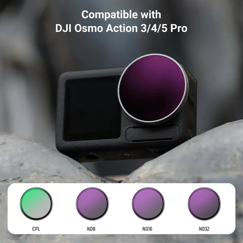 Osmo Action ND Filter Set For 5 Pro 4 And 3 4 Pack Includes ND8 ND16 ND32 Plus CPL Polarizer Snap On Lens Cap Action Camera