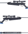 TG-1 Break Barrel Nitro Piston Air Rifle 177 Caliber With 4x32 Scope Adjustable Stock, three side views