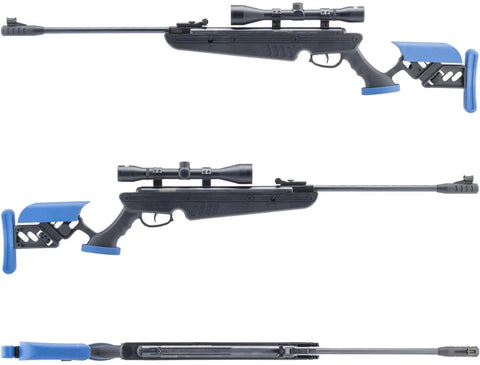 TG-1 Break Barrel Nitro Piston Air Rifle 177 Caliber With 4x32 Scope Adjustable Stock, three side views