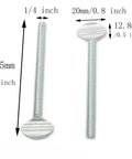 Top Shelf 10 Pack Galvanized Carbon Steel Thumb Screws 1/4-20 X 2-1/2 Inch Knurled Wing Bolts showing 1/4 inch size and knurled head design.