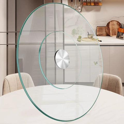 26.7 Inch Tempered Glass Lazy Susan For Tabletop Heavy Duty Rotating Serving Tray Spinning Food Server For Dining Table