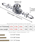 Diagram of 12 Pack Diamond Clear Crystal Glass Cabinet Knob Set With Plate And Screws, large silver drawer knob dimensions and screw details