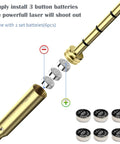 Red Laser Boresighter For 177 Cal Bore Sight Laser For Hunting showing battery installation and extra batteries