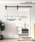 Heavy Duty Black Barn Door Hardware Kit For Five Foot Single Sliding Door Carbon Steel Track Rail J Shape Roller System