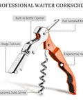 Two Pack Waiter Corkscrew Wine Opener Set with Foil Cutter and Bottle Opener Double Hinged Pro Grade Wine Key for Servers