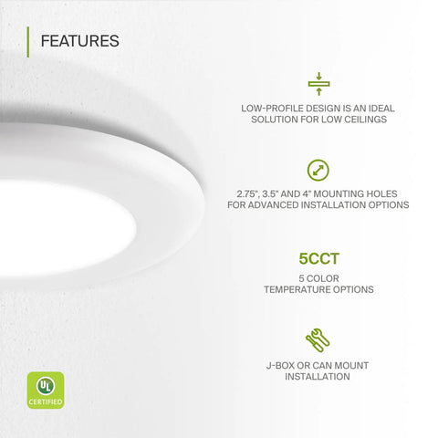 6 Pack 6 Inch LED Disk Lights Dimmable Flush Mount Ceiling Fixtures, 15W 5000K Daylight, 1300 Lumen Output, low-profile design