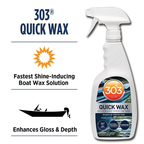 Marine Quick Wax Spray For Boats With Fiberglass And Gelcoat Easy Spray On Application Delivers Slick Gloss Finish label