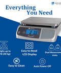 Digital Food Scale Battery Operated 66 Pound Capacity For Cooking, Baking, Meal Prep, And Diet Tracking, Stainless Steel