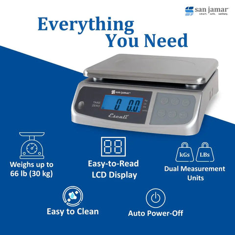 Digital Food Scale Battery Operated 66 Pound Capacity For Cooking, Baking, Meal Prep, And Diet Tracking, Stainless Steel