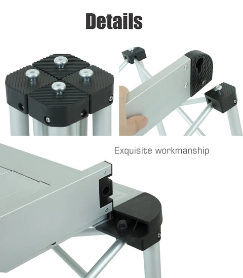 Details of Ultra Lightweight Stable Folding Aluminum Table With Roll Up Top And Carry Bag For Camping Picnics Beach Chill