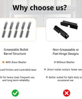 5 Pack Of 6 Inch Heavy Duty Weldable Bullet Barrel Hinges with Grease Fittings comparison image showcasing greaseable and non-greaseable hinge types.