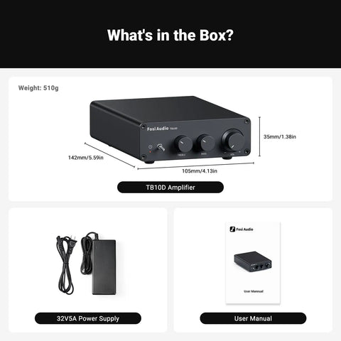 Beefy 2 Channel Class D Desktop Amplifier with TPA3255 shown with 32V5A power supply and user manual