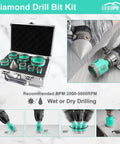 LEKOMESH Diamond Drill Bit Kit, 11pc tile hole saw set with turquoise bits in metal case