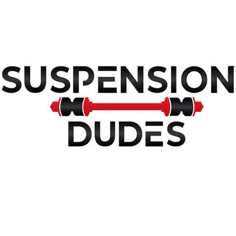 Suspension Dudes logo with red stabilizer bar icon