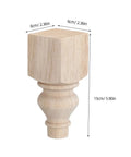 Round Wooden Furniture Legs Five Point Nine Inch Unfinished Shabby Chic French Style Replacement Legs with measurements shown