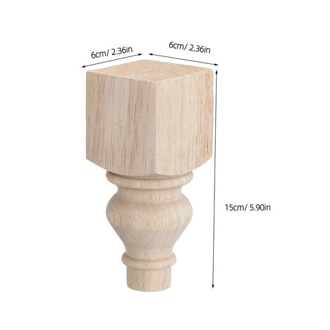 Solid Wood Round Sofa Legs 5.9 Inches Unfinished Bun Feet With Hardware Replacement Couch Feet showcasing its design and dimensions.
