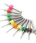 10Pcs Micro Twist Drill Bit Set For Pro Grade Gas Orifices And Mini Vises Tungsten Steel Cobalt Spiral Bits arranged in a fan