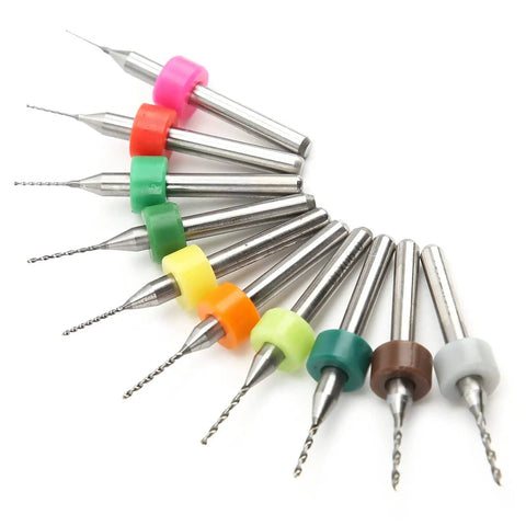 10Pcs Micro Twist Drill Bit Set For Pro Grade Gas Orifices And Mini Vises Tungsten Steel Cobalt Spiral Bits arranged in a fan