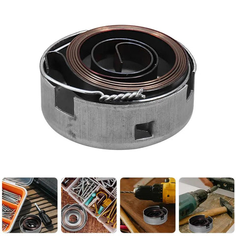 Top Shelf Drill Press Quill Return Spring Assembly With Reinforced Steel Cap For Smooth Bench Feed Recovery And No Nonsense Stationary Tool Repair Upgrades Measuring Two Point Zero Four Inches, showing steel quill spring.