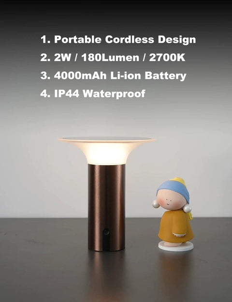 Cool Solar Table Lamp Cordless Rechargeable Night Light With Touch Dimming Portable For Home Bedroom Outdoor Patio Camping Reading Dining USB C Charging Built In Power Bank Brown Finish on desk