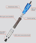 Cordless Drill Rivet Gun Adapter Kit Converts Your Drill Into a Rivet Gun With 4 Rivet Heads and 80 Rivets For Easy Pop Riveting Includes 2.4 3.2 4.0 and 4.8 mm Sizes Works With 18V to 24V Drills Simple Torque Clutch Setup components view