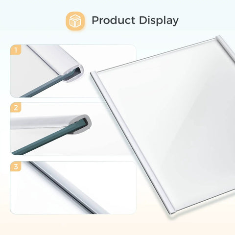 Close-up of edges on Upgraded Freezer Glass Shelf 11.69 By 9.88 Inches Replacement W11130203 Heavy Duty Tempered Glass