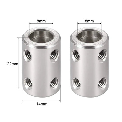 8mm To 8mm Bore Rigid Shaft Coupling With Set Screw, 22mm Length, 14mm Outside Diameter, 45 Steel, Built To Last, Tough As Nails, For 3D Printers, CNC Machines, Stepper Motors And DIY Robotics