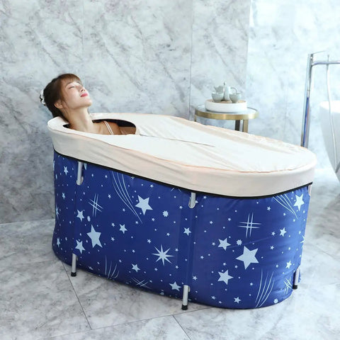 Portable Foldable Bathtub For Small Bathrooms And Shower Stalls, Eco Friendly Soaking Tub With Thick Thermal Foam To Retain Heat