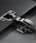 Heavy Duty Soft Close Cabinet Hinges Crafted From Cold Rolled Steel For Smooth Kitchen Upgrades close-up view on dark surface.