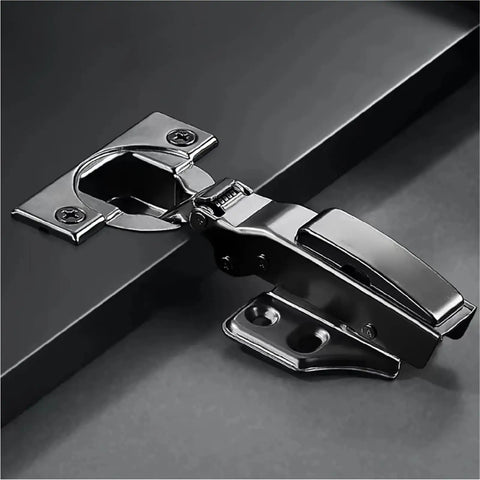 Heavy Duty Soft Close Cabinet Hinges Crafted From Cold Rolled Steel For Smooth Kitchen Upgrades close-up view on dark surface.