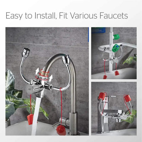Faucet mounted eyewash station for emergency eye flush converts any sink into a ready to use eye wash unit ideal for labs shops
