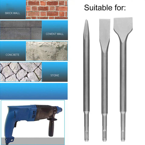 Six Piece SDS Plus Concrete Drill Bit Set With Point Chisel And Flat Chisels For Rotary Hammer Drills 20 Mm And 40 Mm Heavy Duty 40RC Steel
