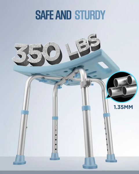 Adjustable Shower Chair For Inside Shower No Fuss Setup Heavy Duty Bath Seat With 350 Lb Capacity aluminum frame detail