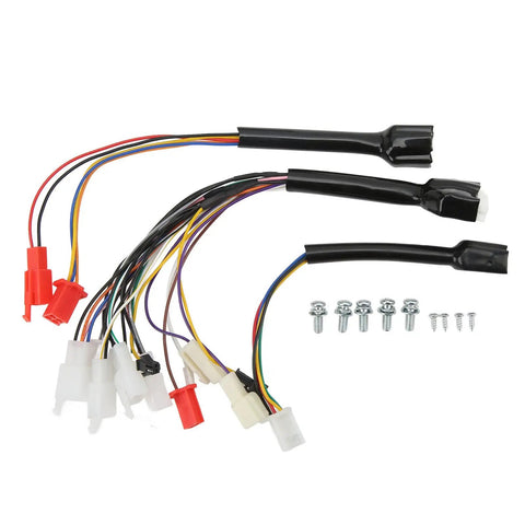 Wiring harness for Built Like A Tank 3960W Electric Motorcycle Controller with connectors and screws.