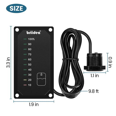RV Water Tank Level Monitor With LED Indicator, Easy Panel Kit For Motorhome And Caravan, Real Time Fresh Water Level Readout, 3.3x1.9 inches with sensor