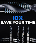 Close-up of Metric M3 To M10 6Pc Combo Drill And Tap Bit Set with Ultra TiAlN Coating against black background