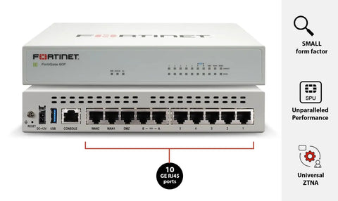 Front view of the Straight Up Enterprise Grade Firewall With Kickass Ai Malware Blocking featuring 10 GE RJ45 ports.