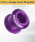 5 Pack M8 Aluminum Alloy Single Chain Ring Bolts For Bicycle Crankset Nuts And Chainwheel Screws Purple Finish