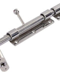 Heavy Duty Stainless Steel Barrel Bolt Latch Built Tough Silver Slide Lock for outdoor use, 8-inch long design.