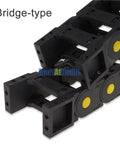 1M Length Black Enhanced Nylon Cable Carrier Drag 20x75mm Bridge Type Full Closed Design, close-up angle, flexible routing
