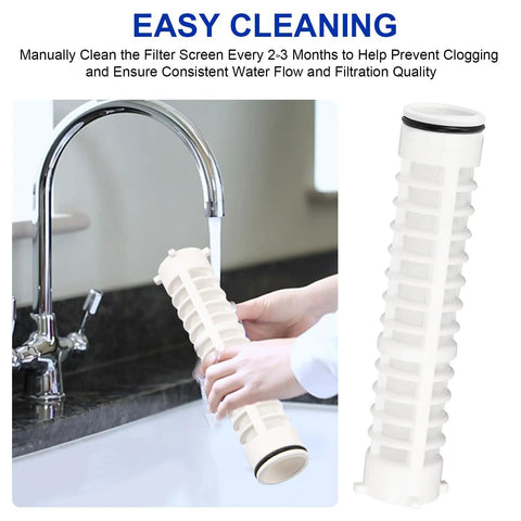 Hands cleaning Go To Spin Down Sediment Filter One And A Half Inch 60 Mesh Replacement under faucet, demonstrating easy maintenance