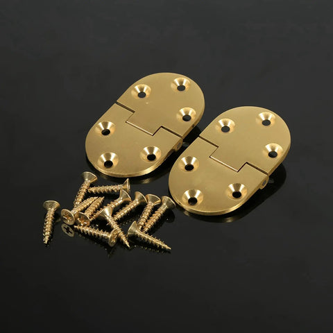 Brass Butler Tray Hinges Set Round Edge 2-1/2 By 1-1/2 Inch Folding Flap Hinge With Screws For Cabinet Vintage Style Heavy Duty Solid Brass