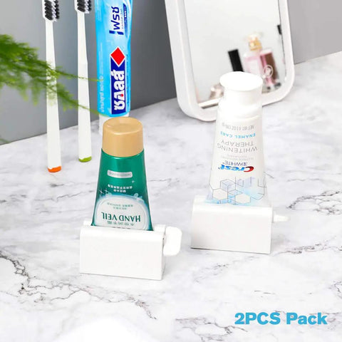 Two Pack Minimalist Toothpaste Tube Squeezers Roller Tool For Easy Mess Free Squeezing Eco Friendly White Dispenser Durable ABS Plastic