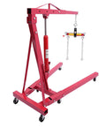 Heavy Duty Two Ton Hydraulic Engine Hoist With Smart Leveler And Folding Cherry Picker Shop Crane Lift Built Like A Tank, red finish.
