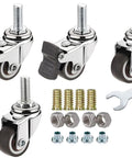 1 Inch Silent Swivel Rubber Wheel Caster With T Nut M6x15mm Stem For Furniture Workbench Table And Cabinet 360 Degree Rotation Non Marking Heavy Duty Load 100 Lbs Per Set Ideal For Hardwood Floors