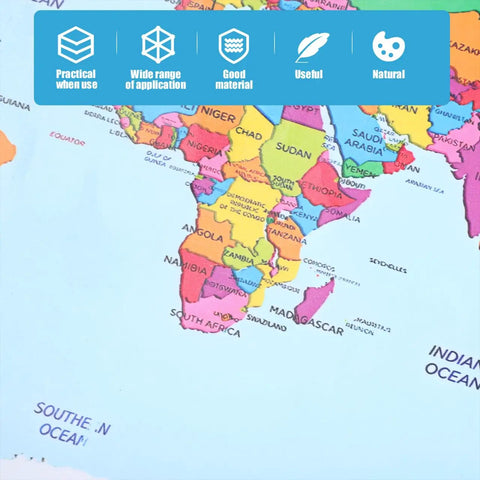 World Map Poster Set 2-Pack For Classroom And Home Learning, 19.68 By 13.77 Inches, Africa region on bright geography charts